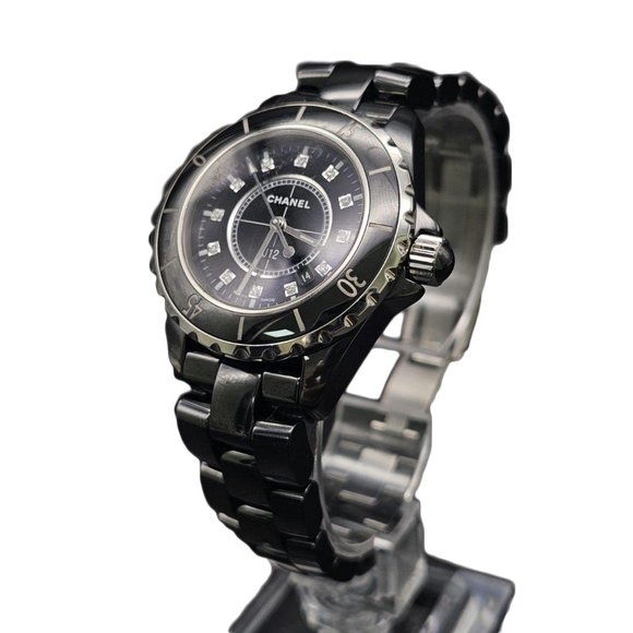 Chanel J12 Ceramic And Diamonds Ladies Quartz Watch - 33mm - Picture 1 of 10